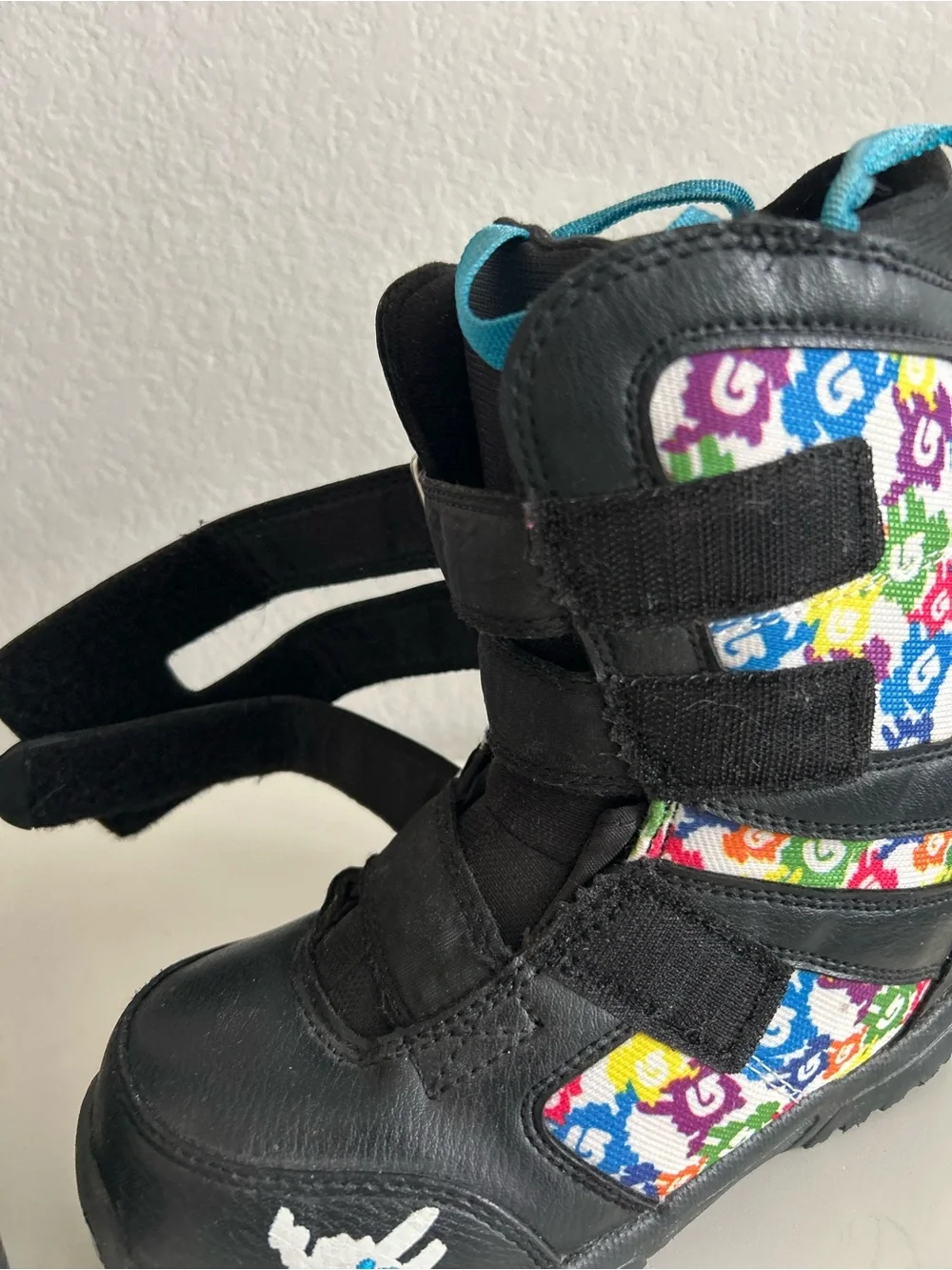 Burton Mini Grom Snowboard Boots Black w Multicolor Accents Kids Size 2